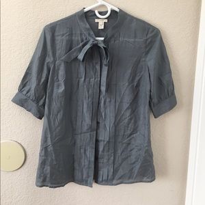 J crew gray bow tie blouse